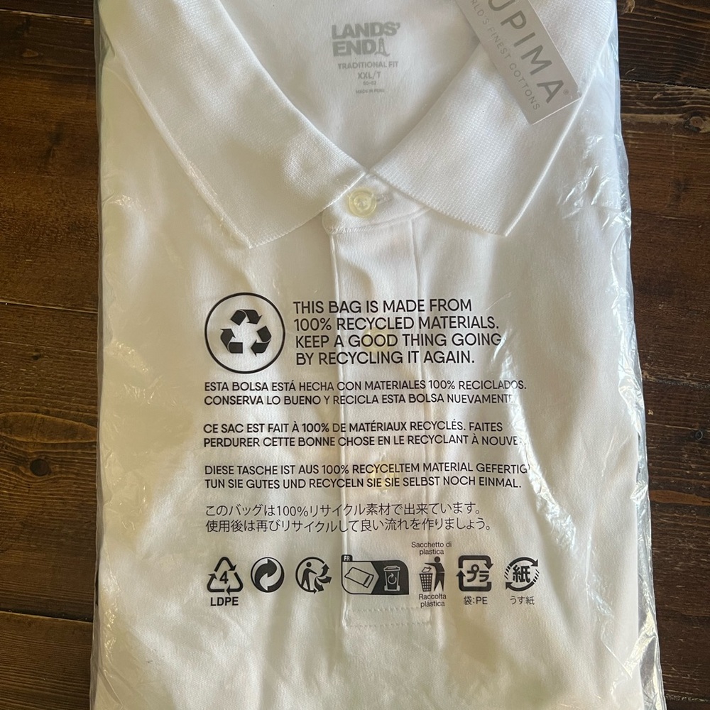 Lands' End Men's Classic White Polo